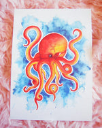 Load image into Gallery viewer, Watercolor octopus postcard
