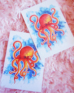 Load image into Gallery viewer, Watercolor octopus postcard
