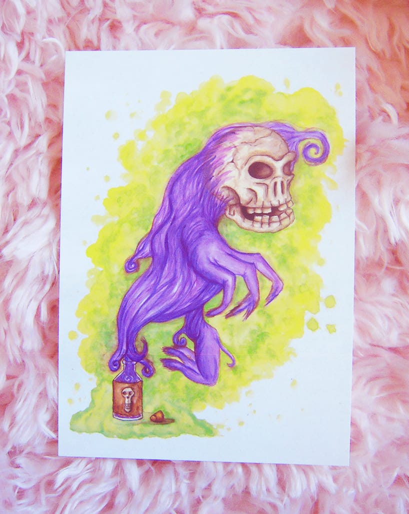 Skull poison Djinn postcard