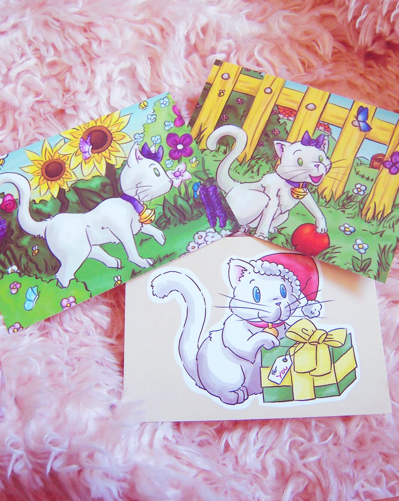 Cute domestic cat postcards
