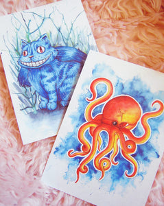 Watercolor animals postcards