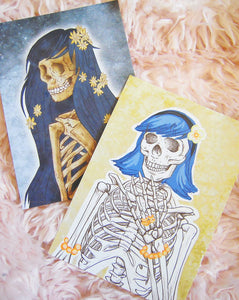 Skeleton ladies postcard set